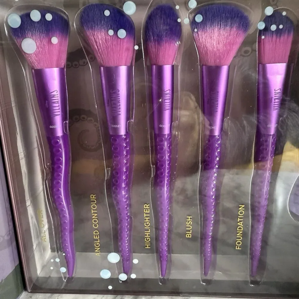 Disney Villains Ursula Little Mermaid Makeup Brushes Blending Gift 7 Pc Set NEW